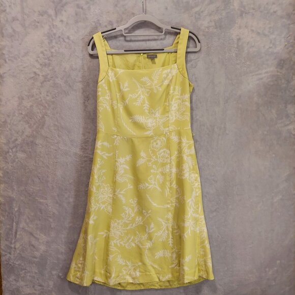 Ann Taylor light green Silk Sleeveless Floral Dress With Square Neckline Size 6 - Picture 1 of 14